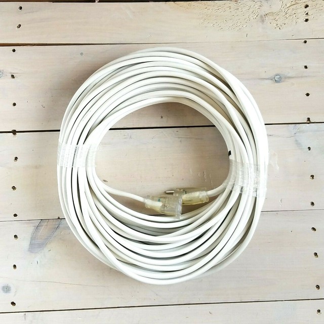 100' 12 Gauge White Flat Extension Cord with Lighted End eBay
