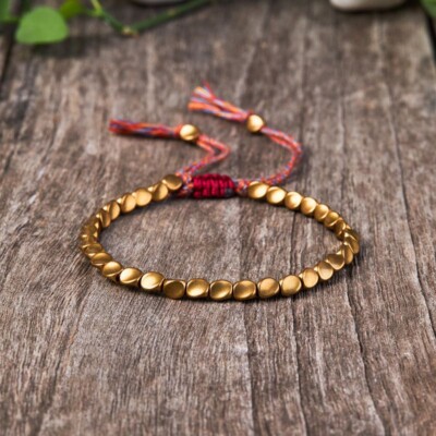 Tibetan Copper Bead Bracelet for Good Luck and Wealth - Healing Bracelets Gift