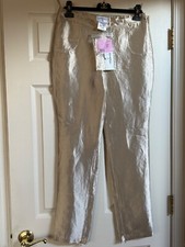 CHANEL VINTAGE 2012A PARIS-BOMBAY NEW TAGS SILK GOLD PANTS CC BUTTON FR40 5.2K