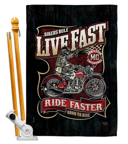 Bikers Rule Garden Flag Vehicle Interests Decorative Gift Yard House Banner - Picture 6 of 17