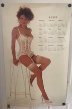 Pinup Girl Poster 1980s Fag Auto Parts Calendar Girl Sexy White Lingerie 1985