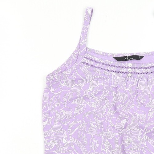 Bonmarché Womens Purple Floral Cotton Blend Tank Size 10 Embroide - Picture 6 of 10