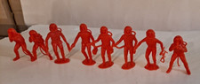 Vintage 1960's Lot Of 8 Marx MPC Red Spacemen/Astrotnauts Plastic Figures VNC 2"