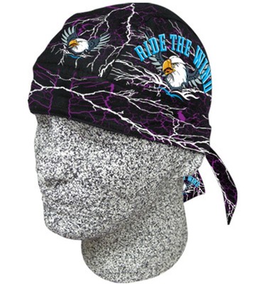 Purple Electic Ride the Wind Eagle Doo Rag Headwrap Skull Cap Sweatband Capsmith