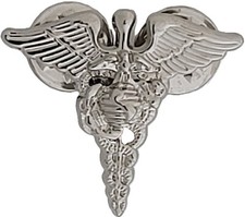 Medical USMC Corpsman Collar Silver Badge Pin EGA Marine Military Medic Insignia
