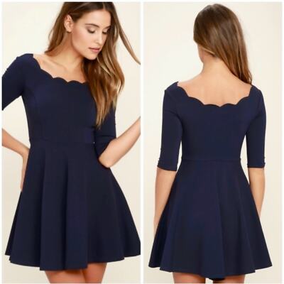 stretch knit skater dress Windsor Chic Staple Ribbed Knit Skater Dress in Black | Size: L
