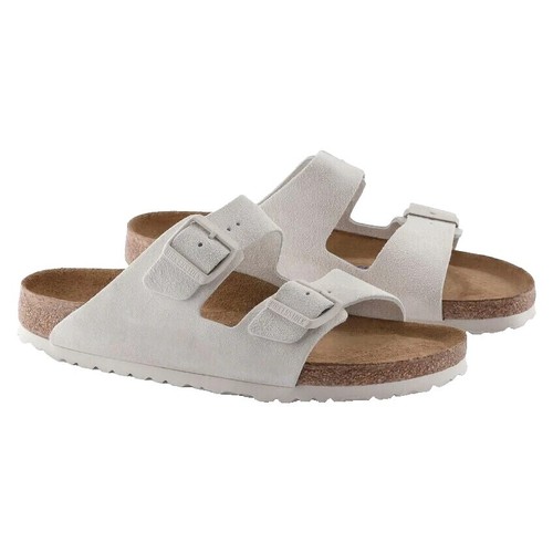 NIB Birkenstock Soft Footbed Boston Taupe Suede Slide Sandal  display picture 1