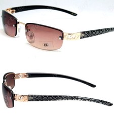 Rectangular Brown Womens Mens Rimless Sunglasses Shades Designer Small Fashion