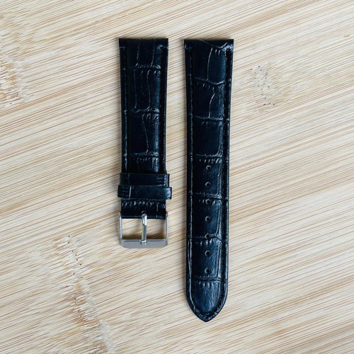 Pu Leather Black Watch Strap 15-16-18-20-22mm Buckle C6 Watchband Hot T0R8 - Picture 4 of 22
