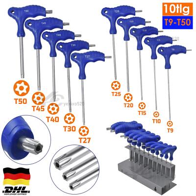 Torx Schraubendreher Schraubenzieher Satz mit Stirnloch 10-tlg T-Griff T9-T50