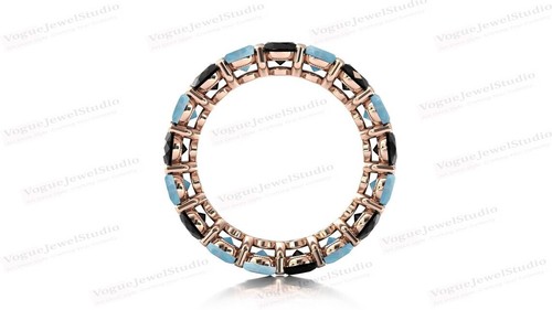 Banda de eternidad de ónix negro relleno de oro de 14 k en anillo de compromiso de plata de ley 925 - Imagen 43 de 109