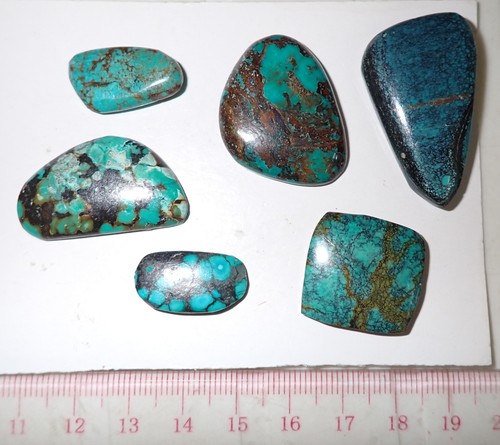 Cabujón de piedra turquesa forma libre plana 118 quilates 6 piezas 23,6 gramos - Imagen 8 de 8