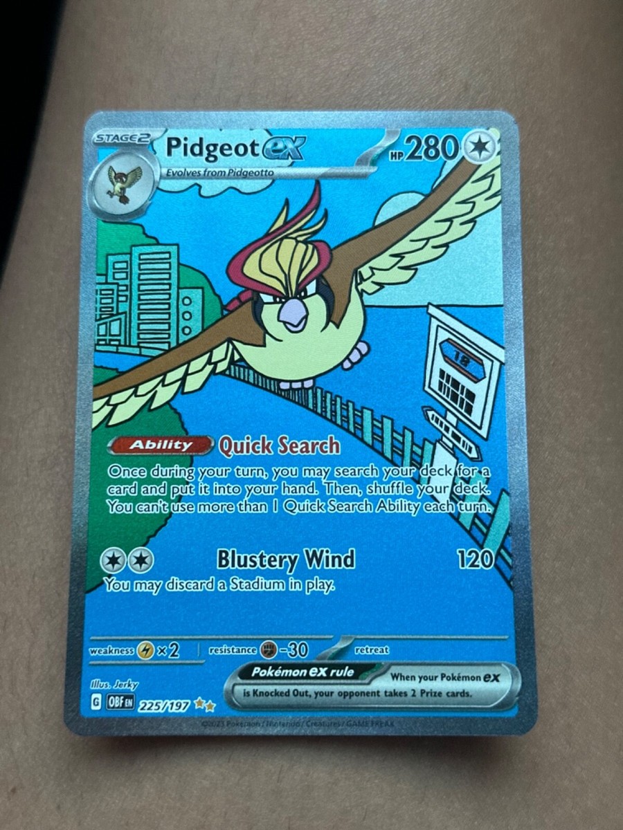 Pidgeot ex 225/197 Holo SIR Pokémon Obsidian Flames Misprint