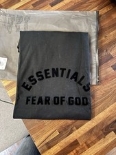 Essentials Fear of God Jet Black Core Logo Men's Crew Neck Oversized Tee Size L