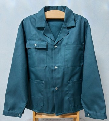 Vintage French German Workwear Chore Jacket Cotton Teal Utility Work Coat L