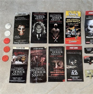 Universal Studios Halloween Horror Nights Event Guides coins and 3D glasses