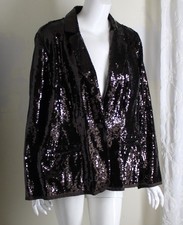 Chico's Sz 3 XL Brown AMAZING ALL SEQUIN EVENT Blazer Jacket