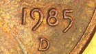 1985 D Lincoln Memorial Cent with a D/D Mint Mark (A360) — photo 1