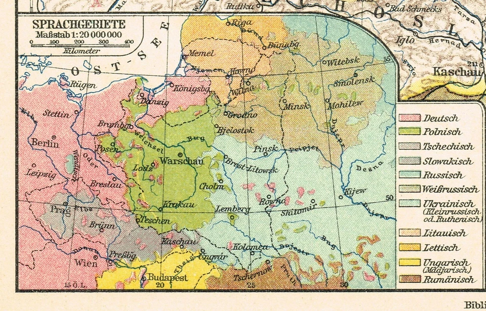 POLONIA UCRANIA Bielorrusia Lituania después de la Primera Guerra Mundial 1926 mapa antiguo original Lviv Foto 2 de 4