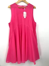 Trina Turk Mauvie Swing Trapeze Dress Sleeveless Lightweight Cotton Pink XXL NEW