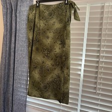 VTG Petite 16P Green Floral Midi Skirt Fairycore Grandmacore Cottagecore prairie