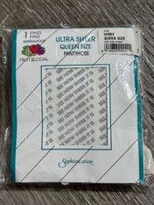 VTG Fruit of the Loom Ultra Sheer Pantyhose Queen Size Sandalfoot Ivory White