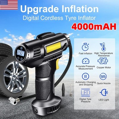 Mini Cordless Bike Tyre Inflator Electric Car LCD Digital Air Compressor Pump