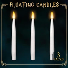 Floating Candles 3PCs (No Wand) - Magic Hanging Flickering Warm White 