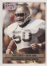 1991 Pro Set Award Winner Chris Zorich (Beige Box on Back) #33 09jr