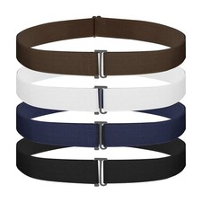 4 Pack Adjustable Stretch Belt, Invisible Belt with Flat Buckle, No Show Elas...