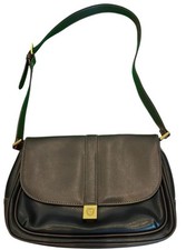 Vintage Liz Claiborne Brown Faux Leather Crossbody Bag Y2K Organizer LC Crest