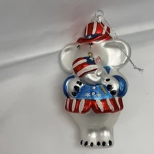 Old World Christmas Republican Elephant glass blown ornament Rare 5 In P1