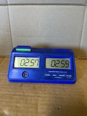 Saitek CZ02 Competition Game Clock Chess Timer Dual LCD Screens Blue