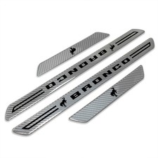 Ford Bronco Silver Carbon Fiber Universal Door Sill Protector Kick Plates