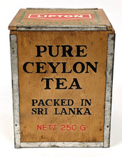 Lipton's Pure Ceylon Tea Wood Box w/ Sliding Lid Lipton MetricPack Vintage Tin