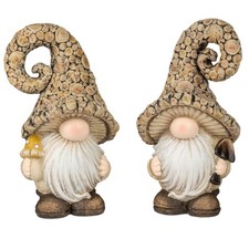 2er Set Dekofiguren Zwerge HOLZOPTIK H. 22cm braun aus Kunststein Formano H25