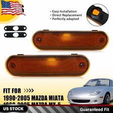 2PCS Amber Lens Front Side Marker Light Housings For 1990-2005 Mazda Miata MX-5
