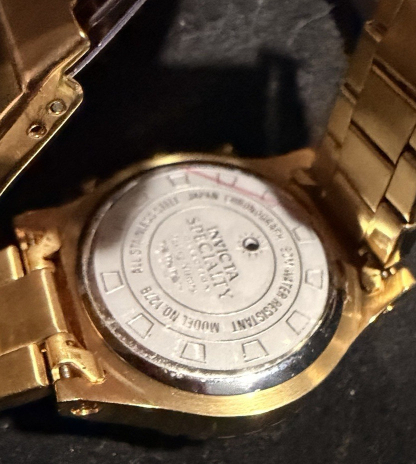 Invicta Specialty 1279 Gold Tone Chronograph Watch Working No Box SII VD52 40mm View 6