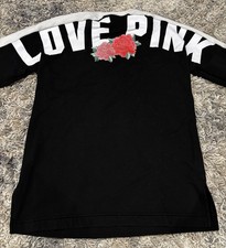 VICTORIA'S SECRET PINK FLORAL ROSE LACE UP VARSITY CREW PULLOVER SWEATSHIRT XS