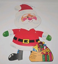 Vintage 24" Jointed Cardboard SANTA CLAUS Hanging Christmas Wall Decor Japan