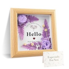 5 x 5 Preserved Flower Wooden Shadow Box Frame, Small Shadow Box Frame Purple