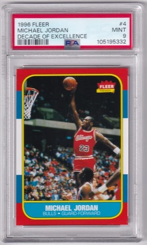 MICHAEL JORDAN 1996 FLEER DECADE OF EXCELLENCE INSERT CARD #4 GRADED PSA 9 MINT