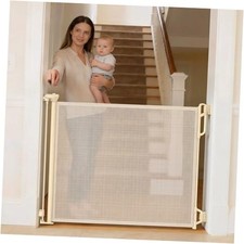 Retractable Safety Baby Gate or Mesh Dog Gate,Durable Portable 45" Wide Cream