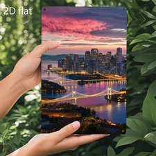 Vintage Anime City Skyline Aluminum Wall Plaque