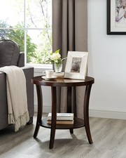 Perth Contemporary Round End Table W/ Shelf Espresso