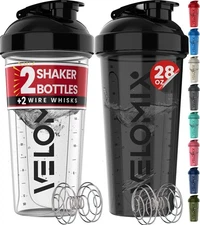2 Pack 28 Oz Protein Shaker Bottles With Wire Whisk