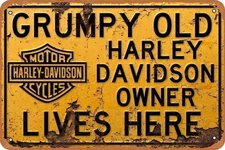 Harle Inspired Grumpy Motorcycle Chopper Tin Metal Sign Vintage 8x12