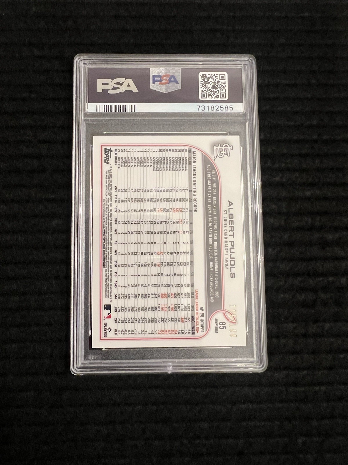 2022 Topps Chrome Logofractor Albert Pujols Pink Refractor /199 PSA 10 Gem Mint  view 5