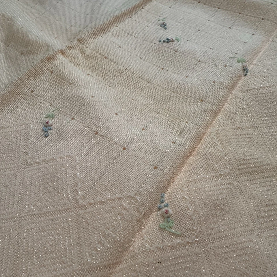 "Manta bebé de colección Julius Berger bordada a mano lana y satén ribete/espalda 37x27""" Foto 4 de 4