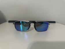 Oakley Badman Metal Silver Frame Polarized Blue/Green iridium Lenses Sunglasses